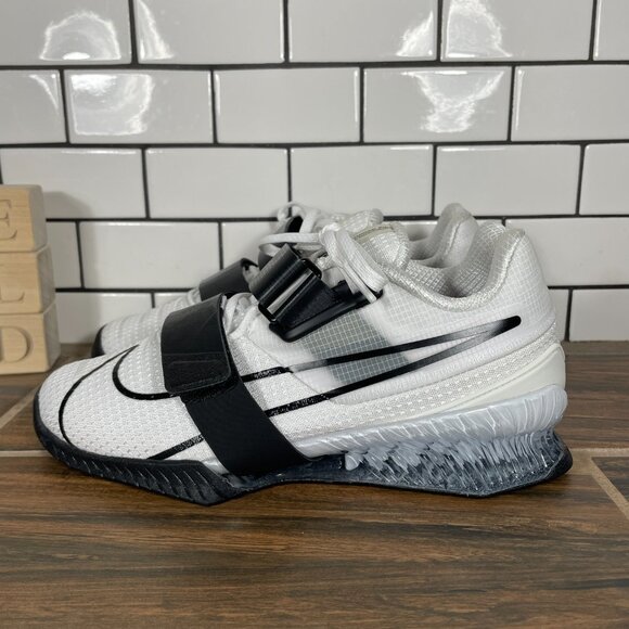 Nike Romaleos 4 Mens Size 5 Weightlifting Shoes White Black Training Sneakers - Picture 1 of 13